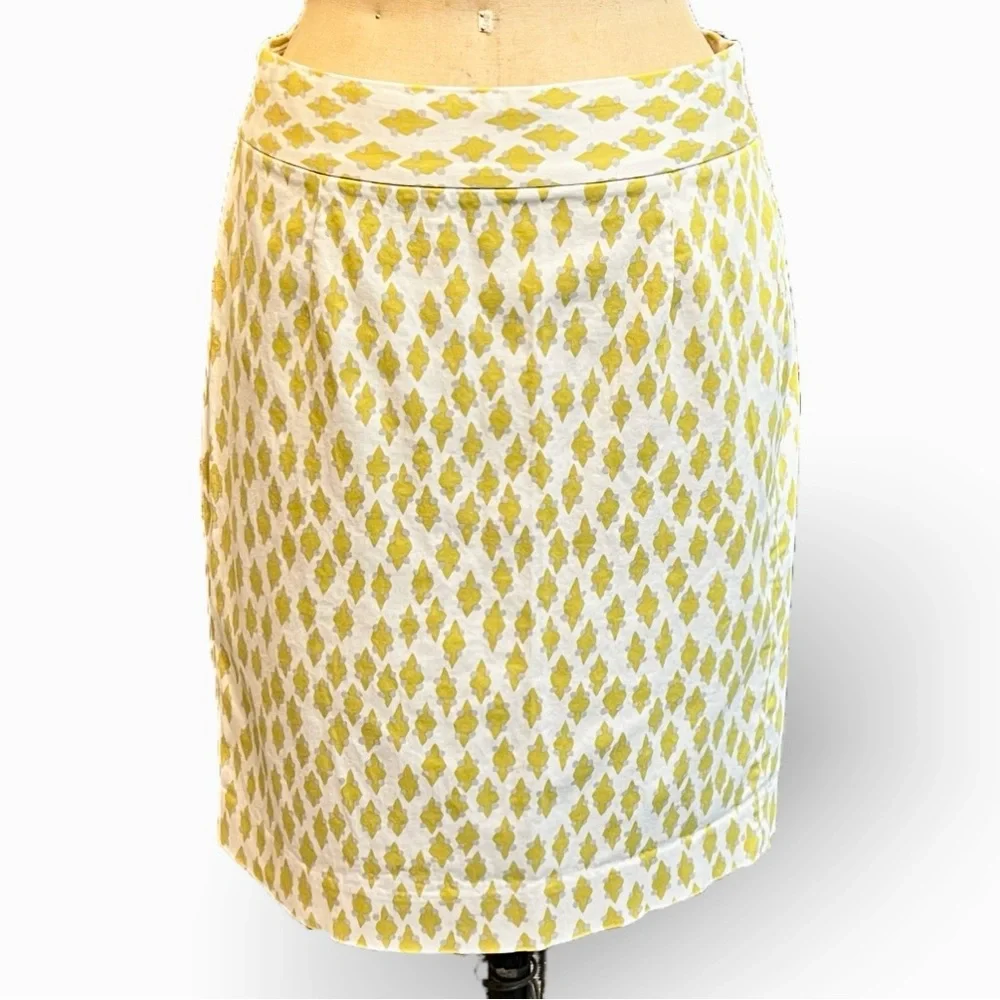 JCrew geometric diamond mini pencil skirt office‎ professional tailored cotton